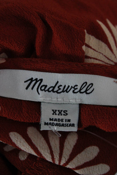 Madewell Womens Cropped Floral V Neck Viscose Blouse Short Sleeve Tie Size 2XS