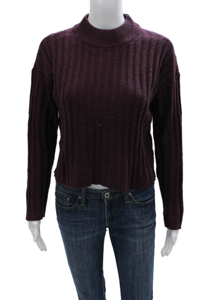 Madewell Womens Purple Striped Wool Mock Neck Pullover Size XS