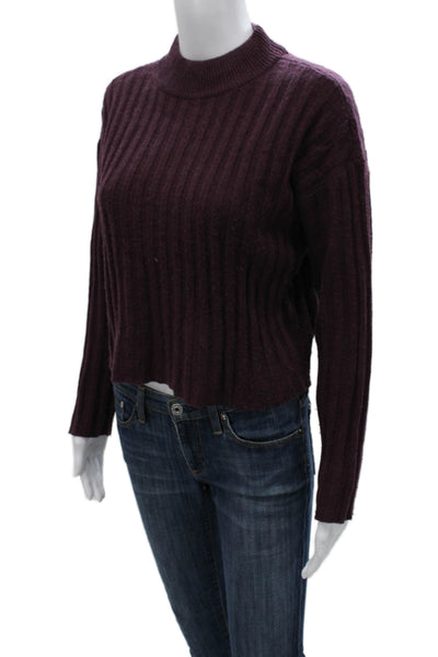 Madewell Womens Purple Striped Wool Mock Neck Pullover Size XS