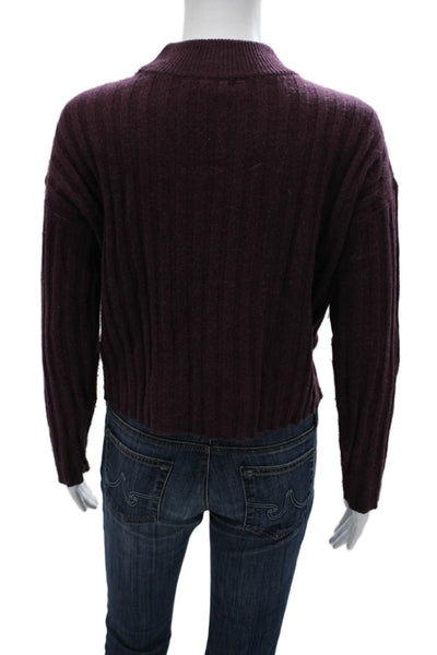 Madewell Womens Purple Striped Wool Mock Neck Pullover Size XS
