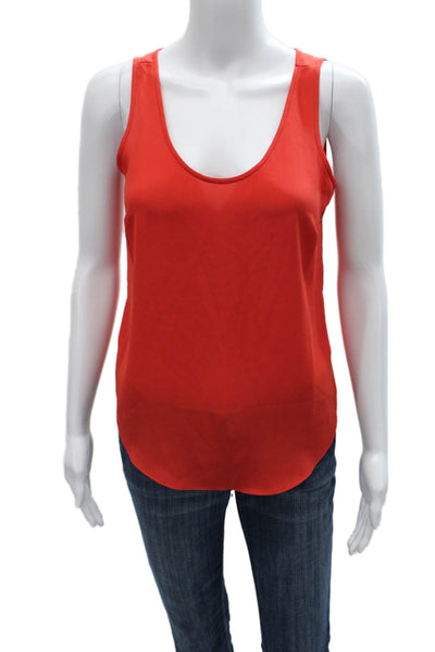 J Crew Women Basic Red Silk Blend Scoop Neck Sleeveless Tank Size 00