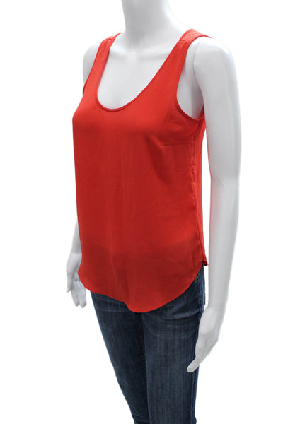 J Crew Women Basic Red Silk Blend Scoop Neck Sleeveless Tank Size 00
