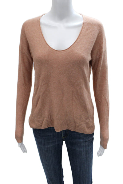 Madewell Women Beige Pullover Sweater Viscose Scoop Neck Long Sleeve Size XS
