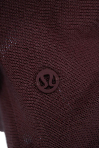 Lululemon Women Basic Casual Top Red Cotton Long Sleeve Round Neck Size 2