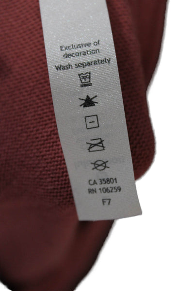 Lululemon Women Basic Casual Top Red Cotton Long Sleeve Round Neck Size 2