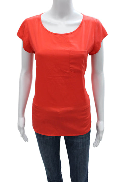 Banana Republic Women Orange Round Neck Short Sleeve Blouse Size XS