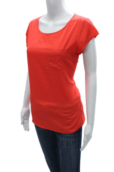 Banana Republic Women Orange Round Neck Short Sleeve Blouse Size XS