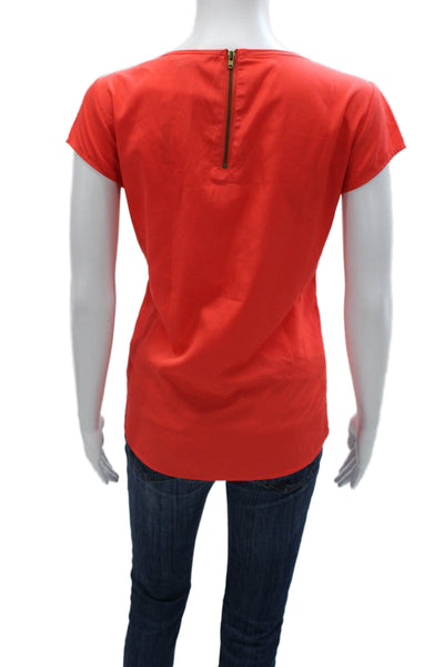 Banana Republic Women Orange Round Neck Short Sleeve Blouse Size XS