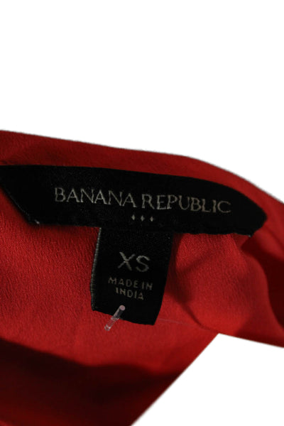 Banana Republic Women Orange Round Neck Short Sleeve Blouse Size XS