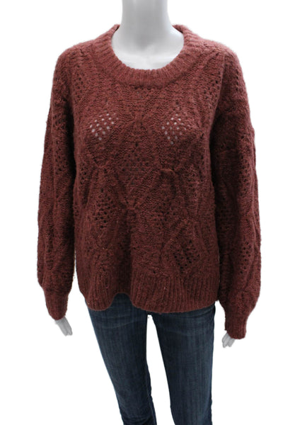 Madewell Womens Red Acrylic Geometric Crewneck Pullover Long Sleeve Size XS
