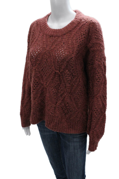 Madewell Womens Red Acrylic Geometric Crewneck Pullover Long Sleeve Size XS