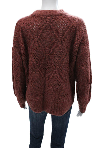 Madewell Womens Red Acrylic Geometric Crewneck Pullover Long Sleeve Size XS