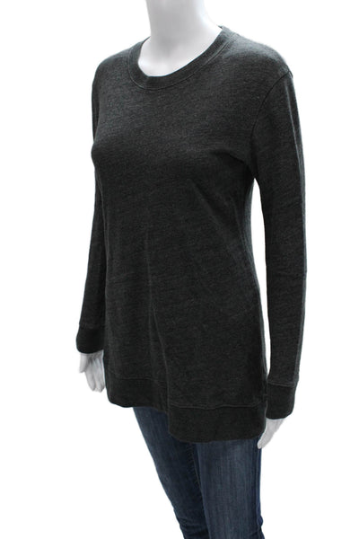 J Crew Women Tunic Sweatshirt Gray Cotton Crewneck Long Sleeve Size 2XS