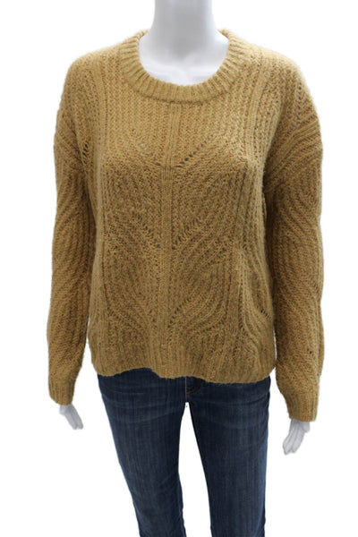 Madewell Womens Yellow Acrylic Geometric Crew Neck Long Sleeve Pullover Size XS