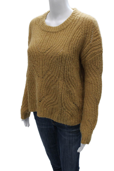 Madewell Womens Yellow Acrylic Geometric Crew Neck Long Sleeve Pullover Size XS