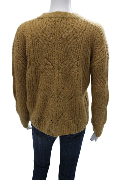 Madewell Womens Yellow Acrylic Geometric Crew Neck Long Sleeve Pullover Size XS