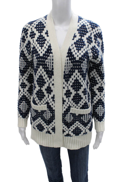 Madewell Womens Fair Isle V-Neck Nylon Cardigan Long Sleeve Blue Size XS