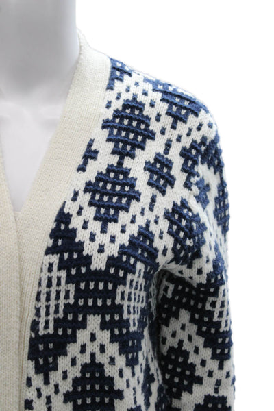 Madewell Womens Fair Isle V-Neck Nylon Cardigan Long Sleeve Blue Size XS