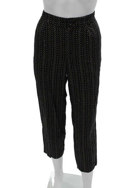 Madewell Women Cropped Geometric Black Viscose Pants Size S