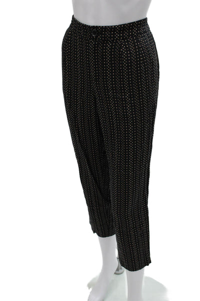 Madewell Women Cropped Geometric Black Viscose Pants Size S