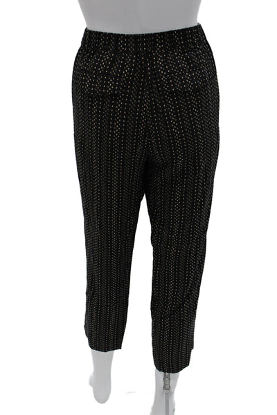 Madewell Women Cropped Geometric Black Viscose Pants Size S