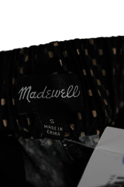 Madewell Women Cropped Geometric Black Viscose Pants Size S