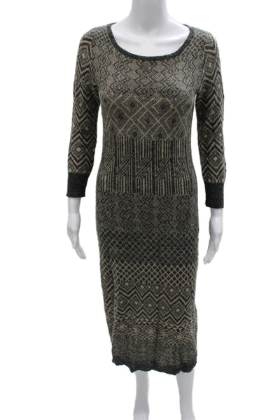 Sparrow Anthropologie Womens Sweater Dress Gray Geometric Long Sleeve Size S