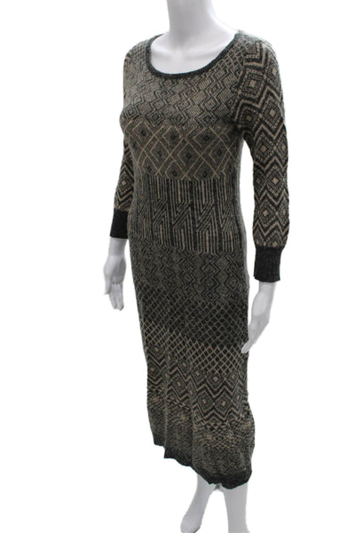 Sparrow Anthropologie Womens Sweater Dress Gray Geometric Long Sleeve Size S