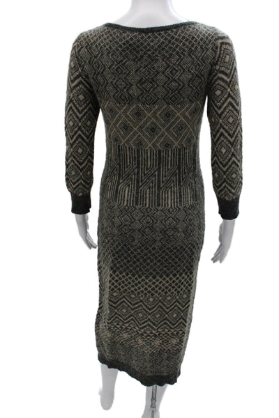 Sparrow Anthropologie Womens Sweater Dress Gray Geometric Long Sleeve Size S