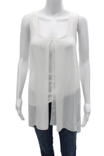 Joseph Ribkoff Womens Tunic White Scoop Neck Sleeveless Rayon Pullover Size 10