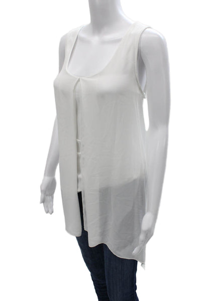 Joseph Ribkoff Womens Tunic White Scoop Neck Sleeveless Rayon Pullover Size 10