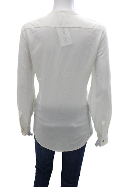 Calvin Klein Women Tunic Blouse White V-Neck Long Sleeve Button Size M