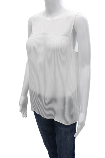 Michael Michael Kors Womens Basic Sleeveless Round Neck White Blouse Size M