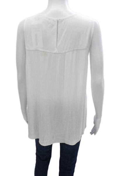 Michael Michael Kors Womens Basic Sleeveless Round Neck White Blouse Size M