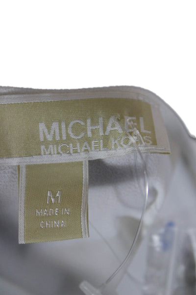 Michael Michael Kors Womens Basic Sleeveless Round Neck White Blouse Size M