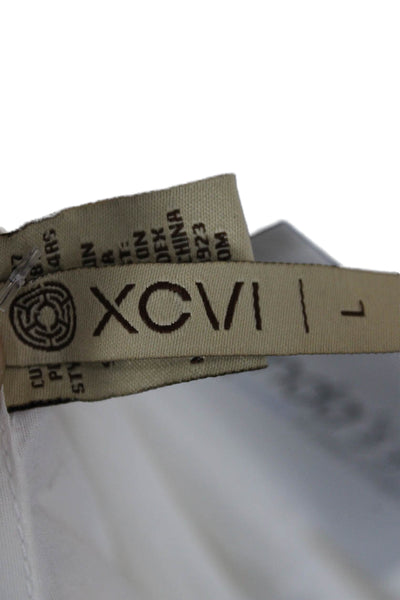 XCVI Womens Basic Jacket White Cotton Mock Neck Zip Long Sleeve Size L