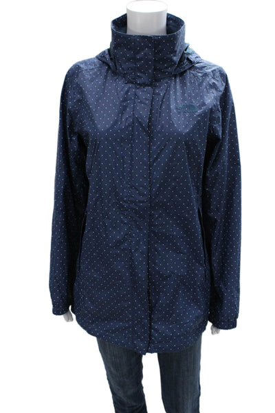 The North Face Womens Windbreaker Blue Polka Dot Nylon Zip Long Sleeve Size M