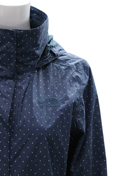 The North Face Womens Windbreaker Blue Polka Dot Nylon Zip Long Sleeve Size M
