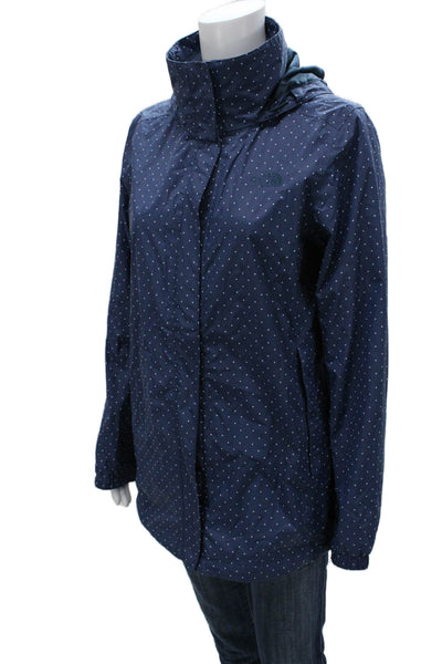 The North Face Womens Windbreaker Blue Polka Dot Nylon Zip Long Sleeve Size M