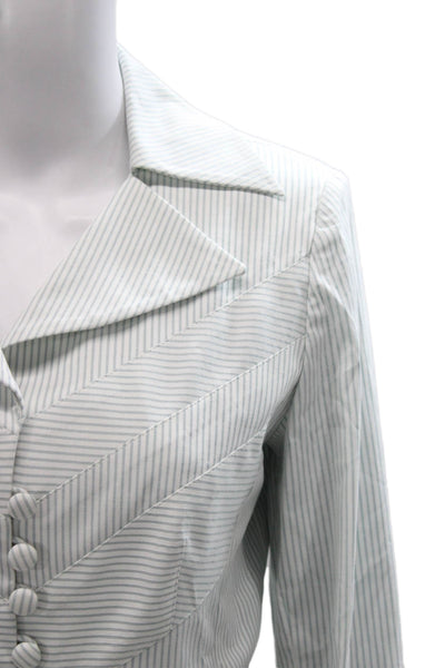 Kay Unger Women Striped White Button Front Basic Jacket Size 6