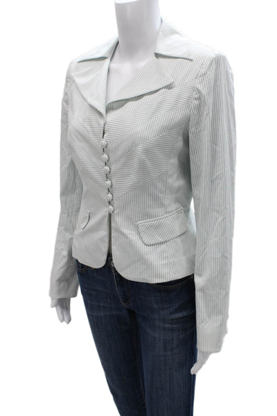 Kay Unger Women Striped White Button Front Basic Jacket Size 6