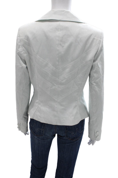 Kay Unger Women Striped White Button Front Basic Jacket Size 6
