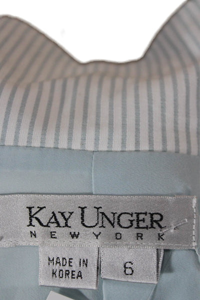Kay Unger Women Striped White Button Front Basic Jacket Size 6