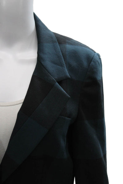Elizabeth and James Women Basic Jacket Black Plaid 3/4 Sleeve Wool Size 8