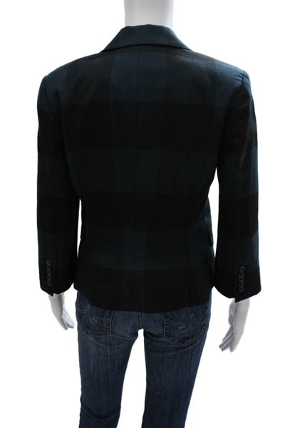 Elizabeth and James Women Basic Jacket Black Plaid 3/4 Sleeve Wool Size 8