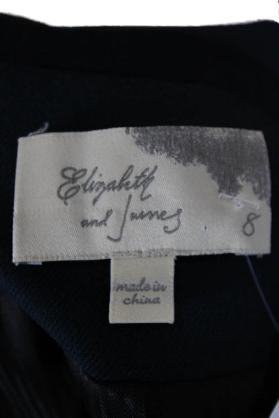 Elizabeth and James Women Basic Jacket Black Plaid 3/4 Sleeve Wool Size 8
