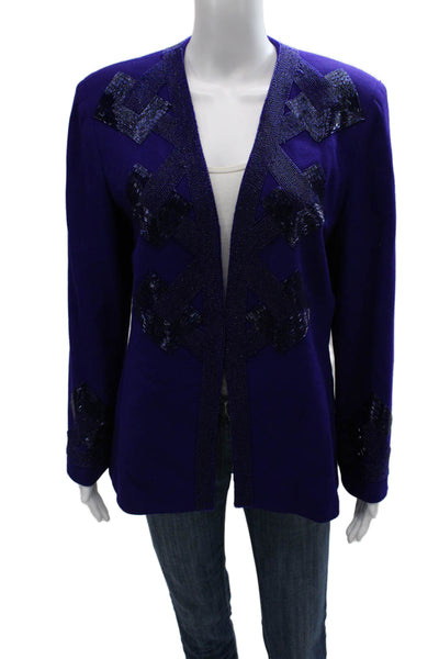 Lillie Rubin Womens Basic Wool Jacket Purple Long Sleeve Solid Hook Size 12
