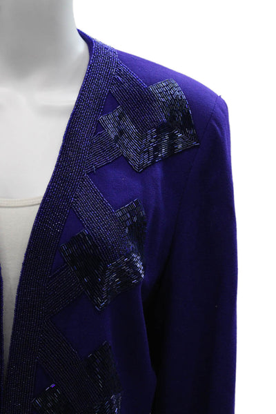 Lillie Rubin Womens Basic Wool Jacket Purple Long Sleeve Solid Hook Size 12