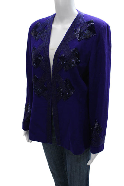 Lillie Rubin Womens Basic Wool Jacket Purple Long Sleeve Solid Hook Size 12