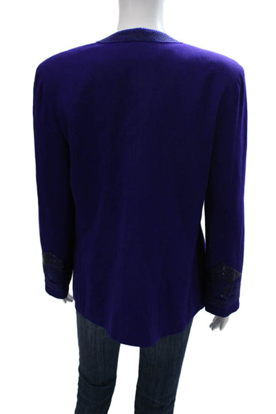 Lillie Rubin Womens Basic Wool Jacket Purple Long Sleeve Solid Hook Size 12